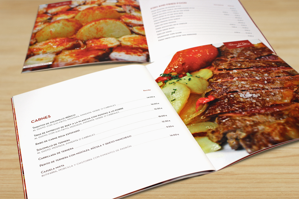 Interiores Carta Restaurante La Taberna del Gijón