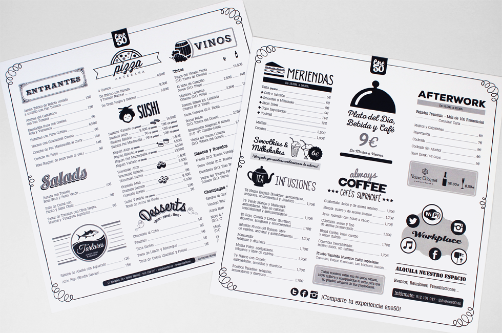 Carta Ilustrada del Restaurante Ene50