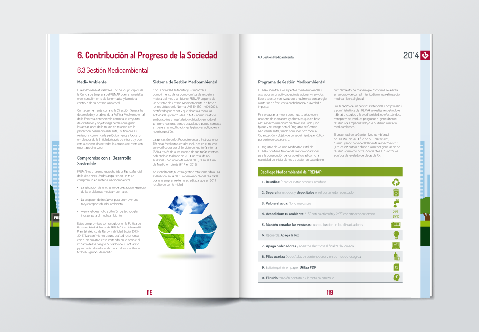 Doble página Gestión Mediambiental Informe Anual 2014 Fremap
