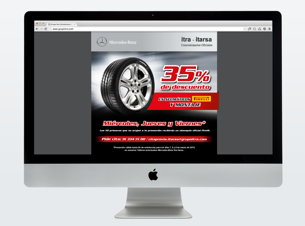 Newsletter promocional neumáticos Pirelli.
