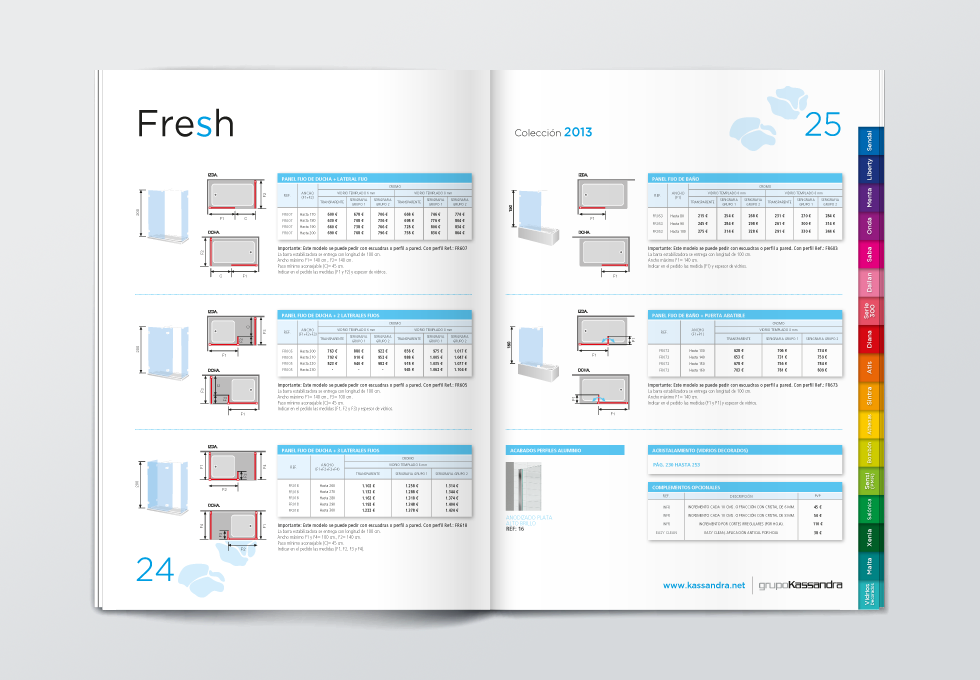 Doble página medidas y precios colección Fresh