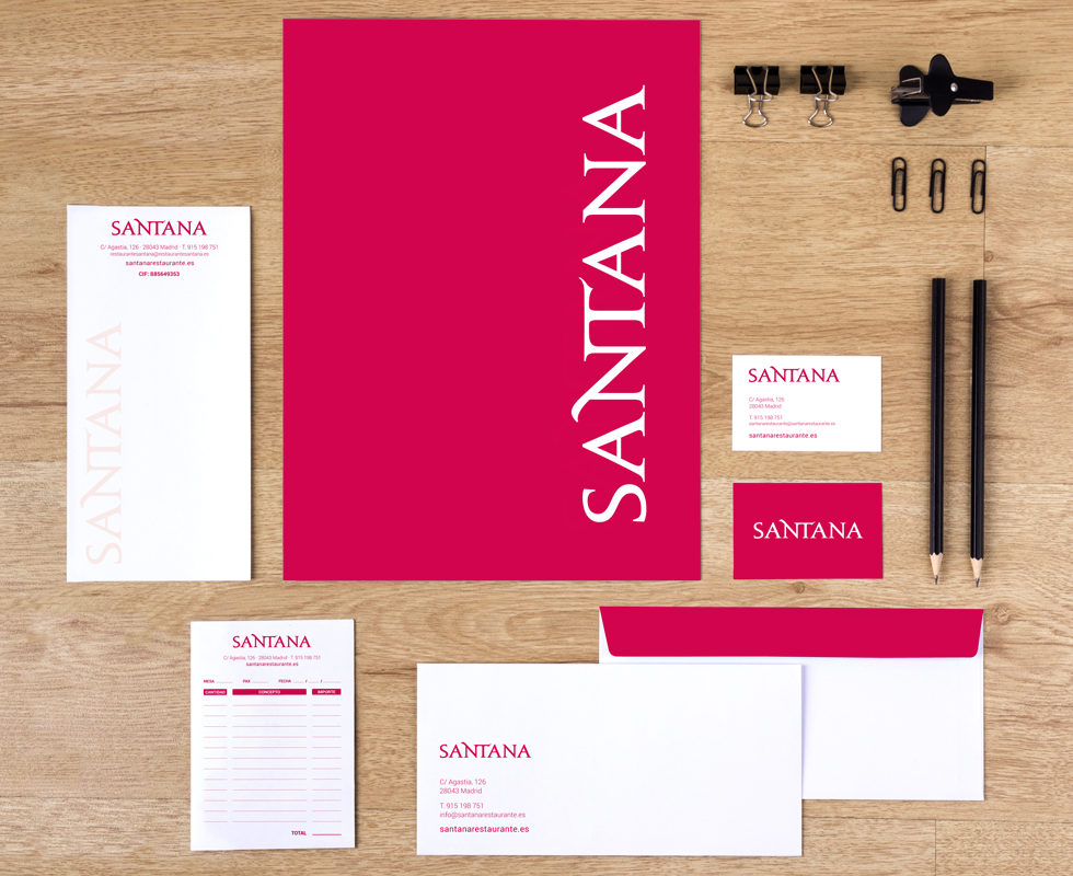 Papelería Corporativa. Carpeta, tarjetas, sobres, papel de cartas, comandas y facturas