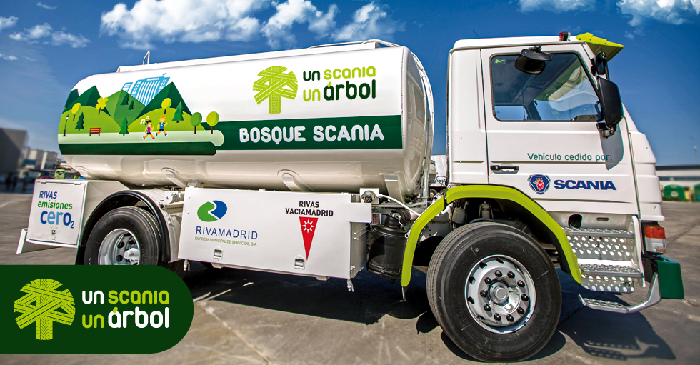 Diseño de Logosímbolo UN SCANIA UN ÁRBOL y vinilación del camión de mantenimiento de El Bosque Scania