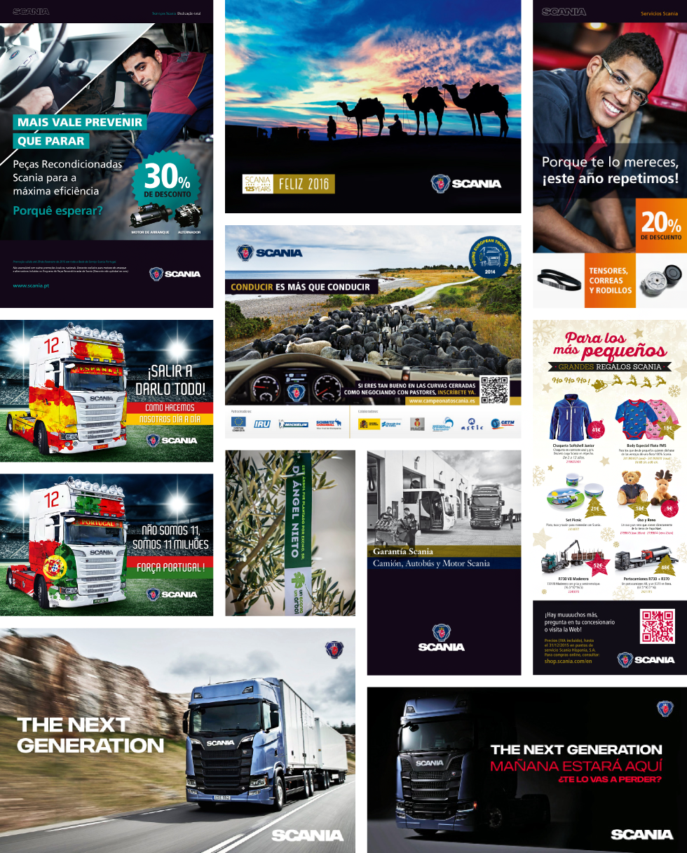 Diseño de variedad de piezas para distintas campañas Scania